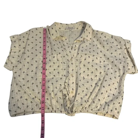 Madewell | Button-Up Drawstring Shirt in Blooming Ikat Size M 100% Cotton - Picture 12 of 12